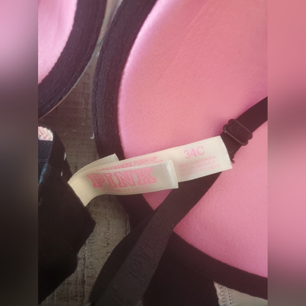 Victoria Secret Pink Bra Size 34C Blue & Pink Underwired Lined Adjustable. - Picture 6 of 7